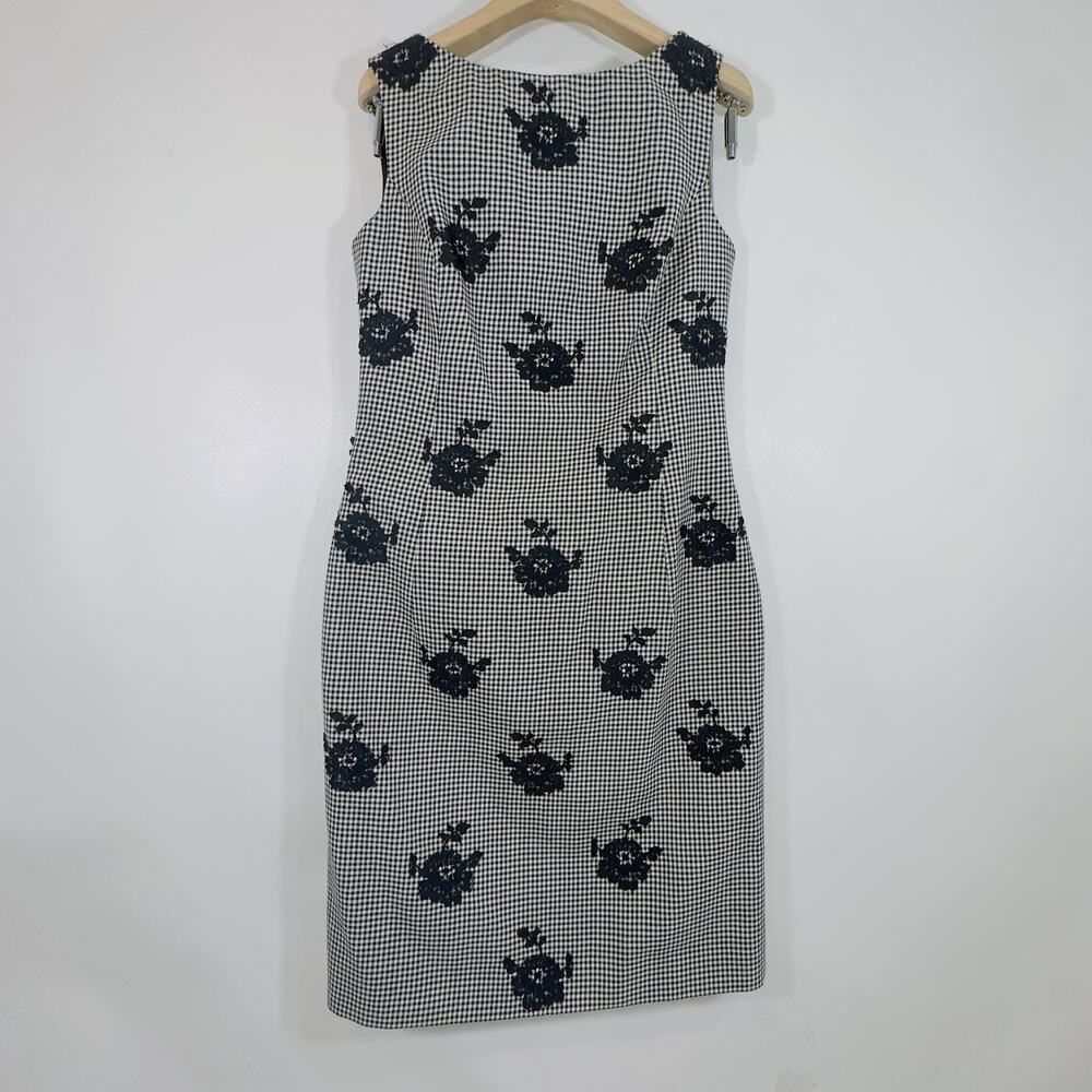 Oscar de la Renta Wool BlendHerringbone Sheath Dress Sz10 Runs Small - Picture 2 of 10